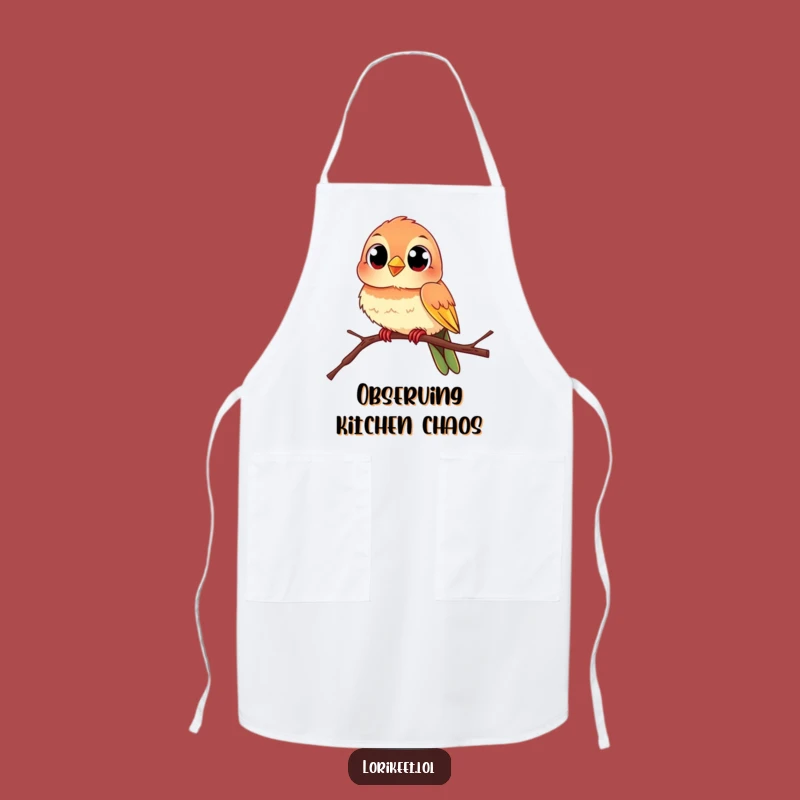 Funny Curious Bird Apron: Playful Percher Chef, Unique Funny Gift