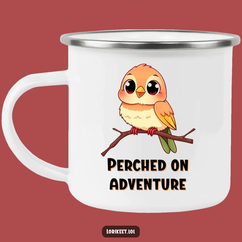 Funny Curious Bird Camping Mug: Durable Lively Percher, Essential Funny Gift