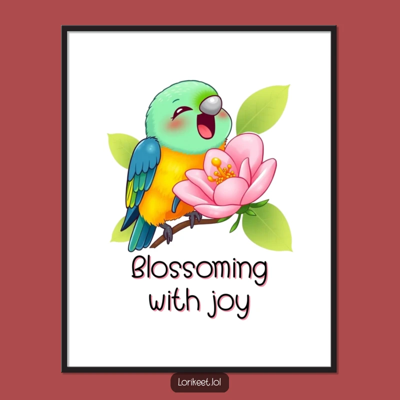 Funny Lorikeet Blossom Poster: Sweet Nectar Art, Ideal Funny Gift