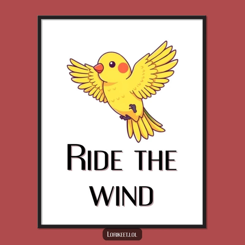 Funny Wind Rider Lorikeet Poster: Playful Flight Art, Ideal Funny Gift