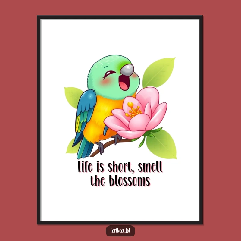 Free Printable Wall Art: Lorikeet Sipping Nectar Downloadable Art with Giant Flower