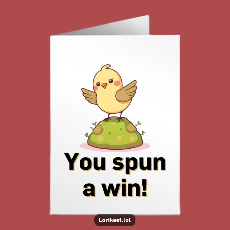 Free Printable Congrats Card: Spinning Bird Joy, Funny Downloadable Celebration