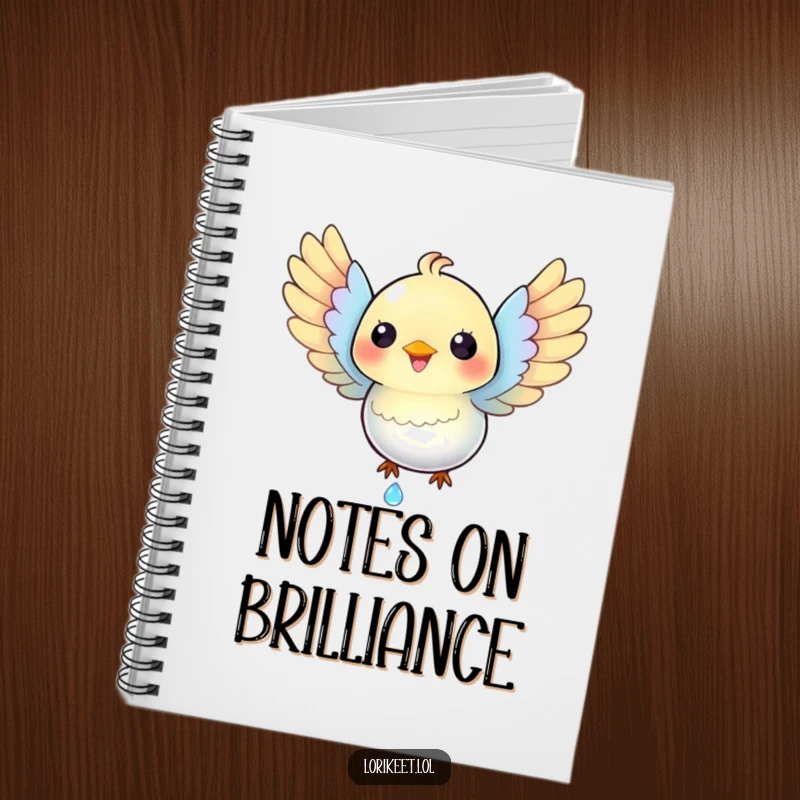 Funny Happy Bird Notebook: An iridescent bird with spread wings catches a dewdrop, inspiring happy thoughts and ideas.